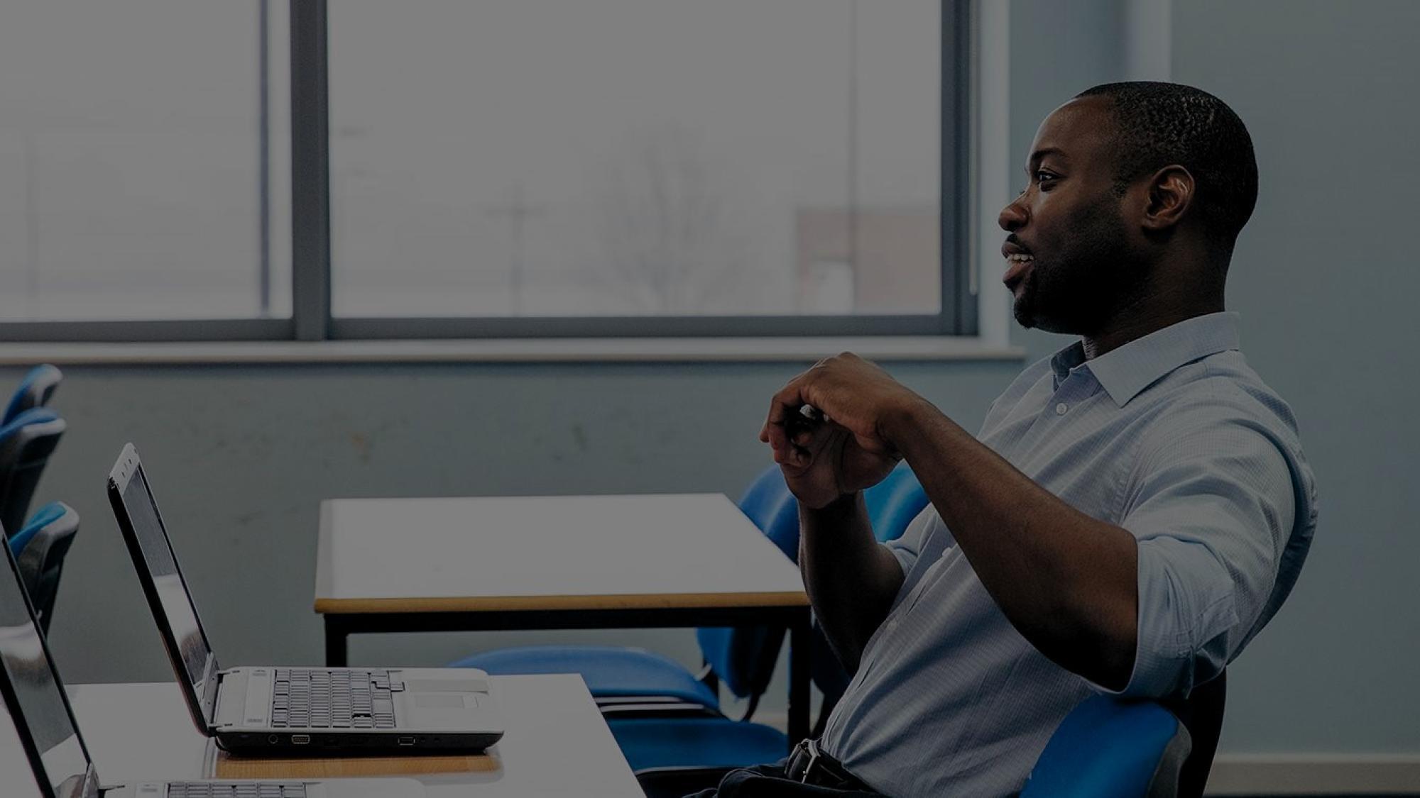 Student sitting in a classroom